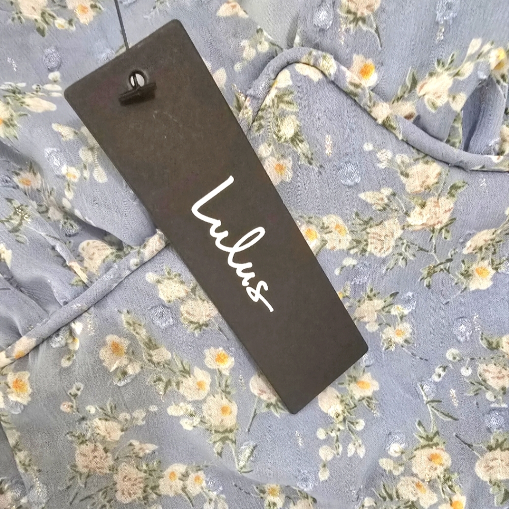 Lulus Darling Favorite Light Blue Floral Sleeveless Pleated Midi Dress S… - Picture 13 of 13